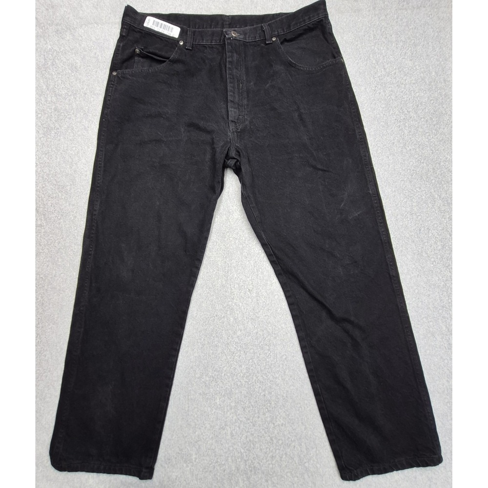 Wrangler Jeans Mens 40x30 Black Denim Rugged Wear Relaxed Fit Cotton